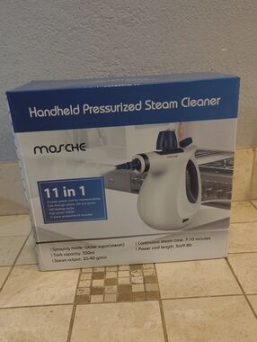 Handheld Pressurized Steam Cleaner - White and Blue